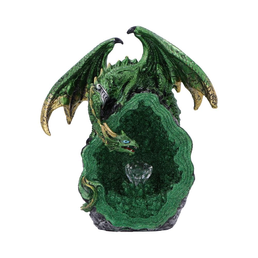 Nemesis Now Emerald Overseer Dragon Statue - 18Cm Resin Figurine With Led Light, Hand-Painted Dragon Figure For Collectors And Fantasy Decor