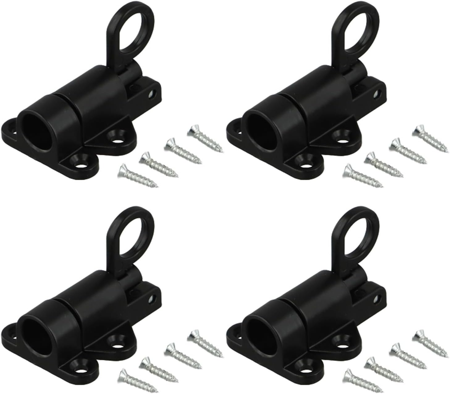 4 Pack Aluminum Door Latch Bolts Made from Aluminum Alloy with Spring Loaded Automatic Lock for Shed Doors (White)