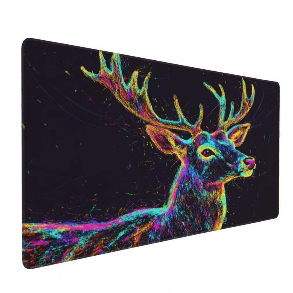 Alfombrilla Raton XXL 1200 x 600 x 3 mm, Mouse Pad Grande Gaming, Alfombrilla de Raton Negro Tapete Escritorio, Lavable Mousepad para Juegos Y Oficina, Impermeable y Antideslizante (Ciervo) -MP1589
