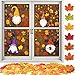 FLOFIA Set Decozione Finestra Autunno 100pz Foglie d’Acero Autunnali Finte Decorative 8 Fogli Adesivi Finestra Autunno per Decorazione Casa Finestra Festa Carnevale Halloween