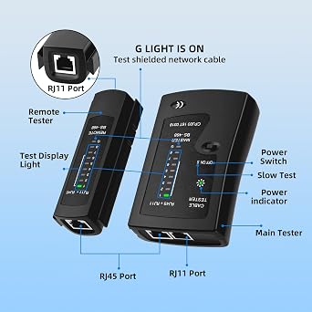 Mcbazel RJ45 Network Cable Tester for Ethernet RJ45 RJ11 RJ12 LAN, Portable Ethernet Tester with Smart LED Indicators, Shielded Cable Detector for Cat5/Cat6/Cat7 Cables