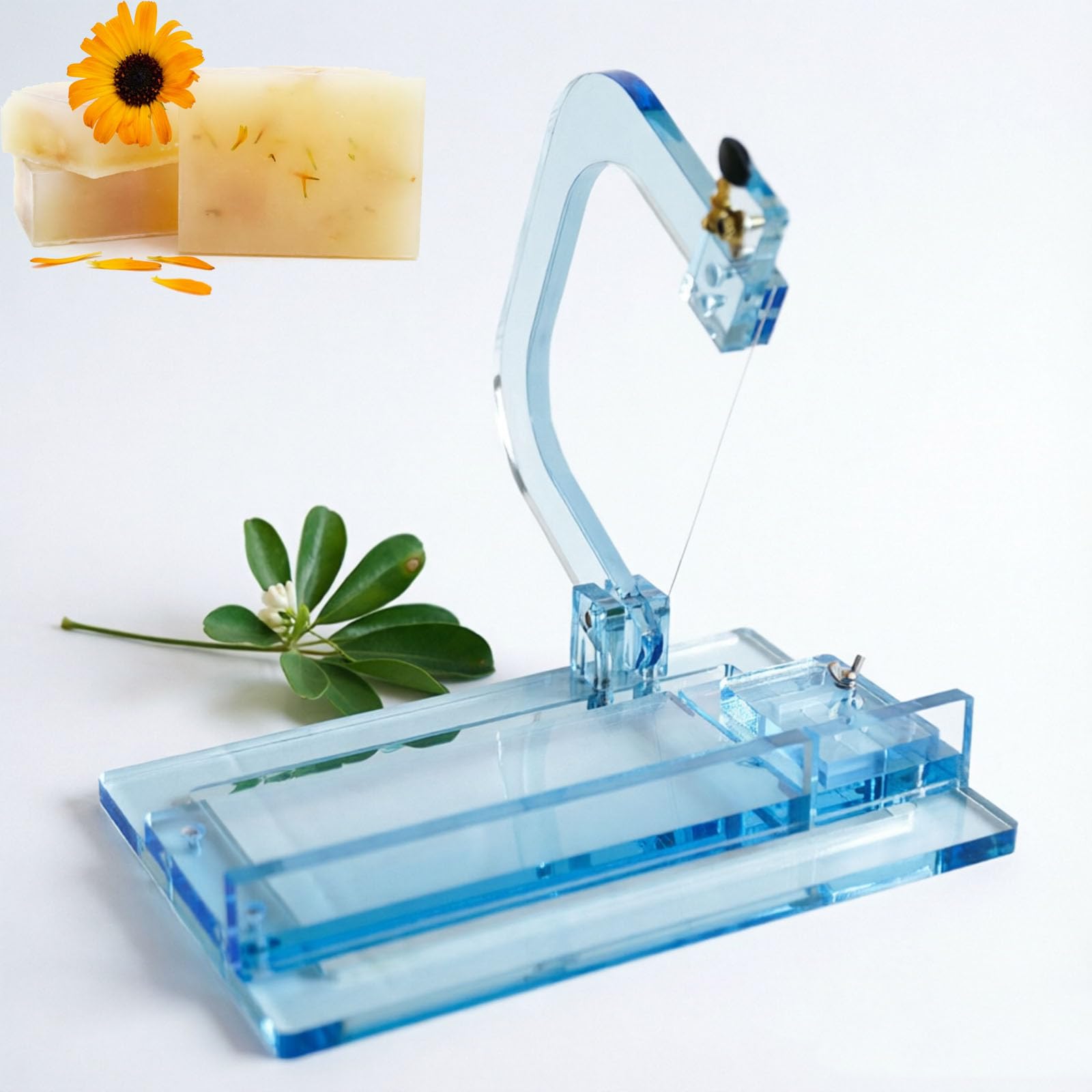 HKFGSHOP Professional Single Wire Soap Slicer, Acrylic Soap Cutting Tool, Thickness Adjustable, Easy To Clean And Scratch-resistant, Durable, For Soaps Loaf, Candles, Cheese, Butter Trimming blue