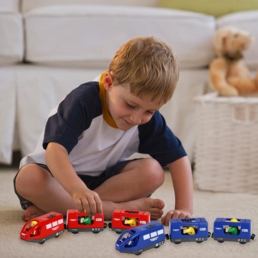 Uposao Elektrische Holzeisenbahn - Batteriebetriebener Zug Mit Licht Für Kinder