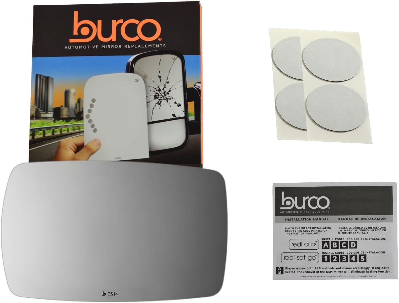 Burco 2514 Driver Side Replacement Mirror Glass for 1985