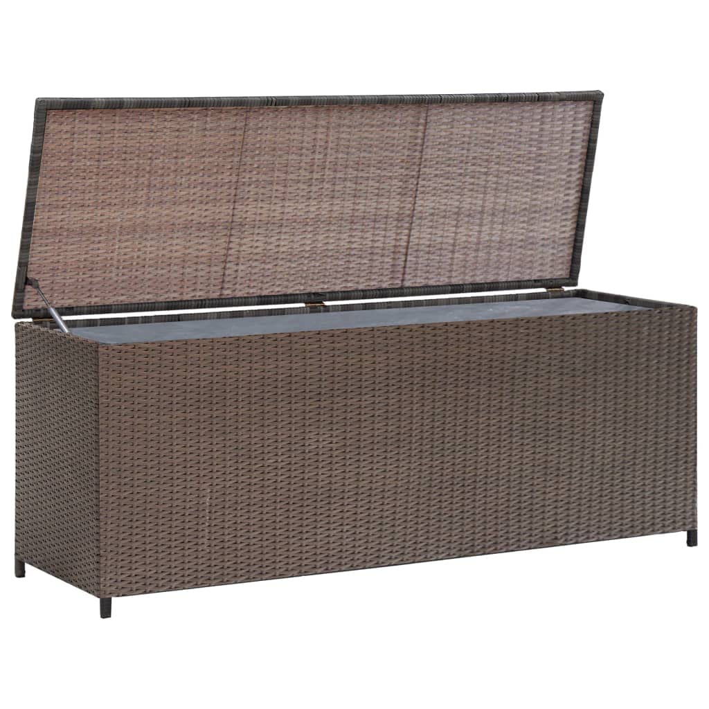 vidaXL Cassapanca Polyrattan Marrone Baule Panca Stoccaggio Giardino Esterni
