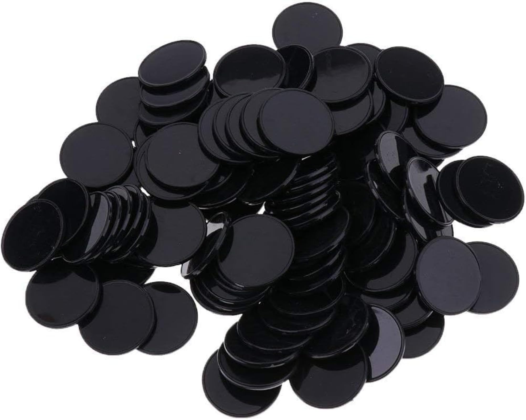 Pack of 100 Black Reusable Plastic Counting Bingo Chips, Marker, Counter, 25 mm Diameter, Tokens, Pack of and Practical, Traditional Games, Bingo
