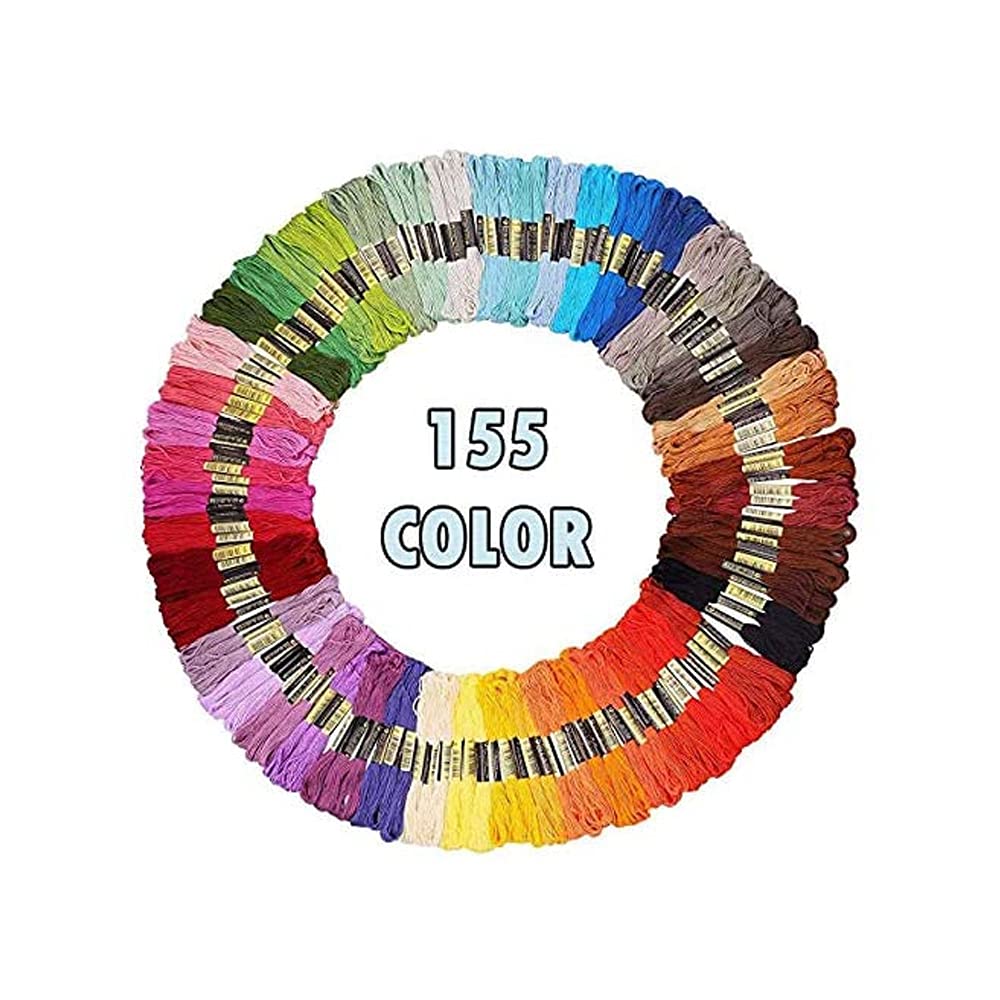 MARGOUNMARGOUN 155 pcs Embroidery Thread Floss Rainbow Color 155 Skeins Per Pack Cross Stitch Threads Friendship Bracelets Floss Crafts Floss (155 Pack)
