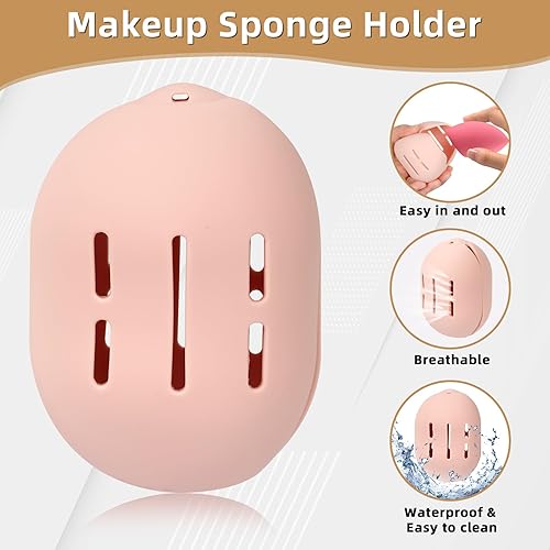 Miniatura 4 de Organizador de estuche para licuadora, estuche de esponja de silicona, organizador de brochas de maquillaje con soporte para esponja de maquillaje,