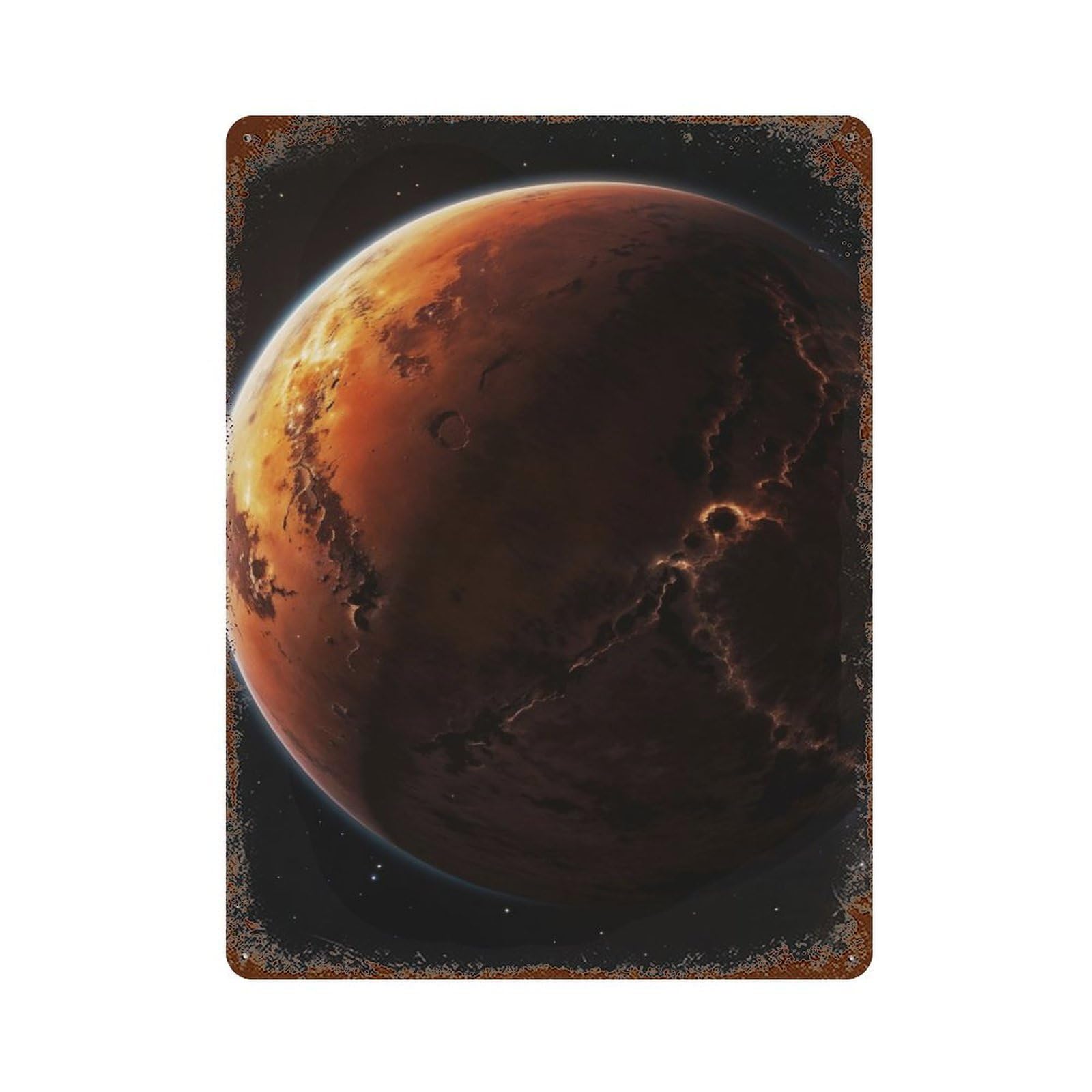 Garage Style A Martian Landscape Rust Effect Tin Sign 15.7"x11.8", Vintage Wall Decor for Bar And Workshop