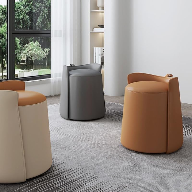 Silla de tocador de cuero y taburete decorativo para dormitorio funcional 6