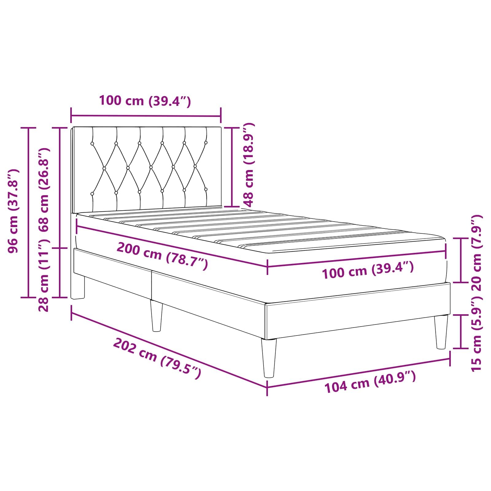 Estructura de cama con colchón de 100 x 200 cm de terciopelo rosa con cabecero, somier de láminas y espacio de almacenamiento, colchón de espuma fría transpirable, funda hipoalergénica, para