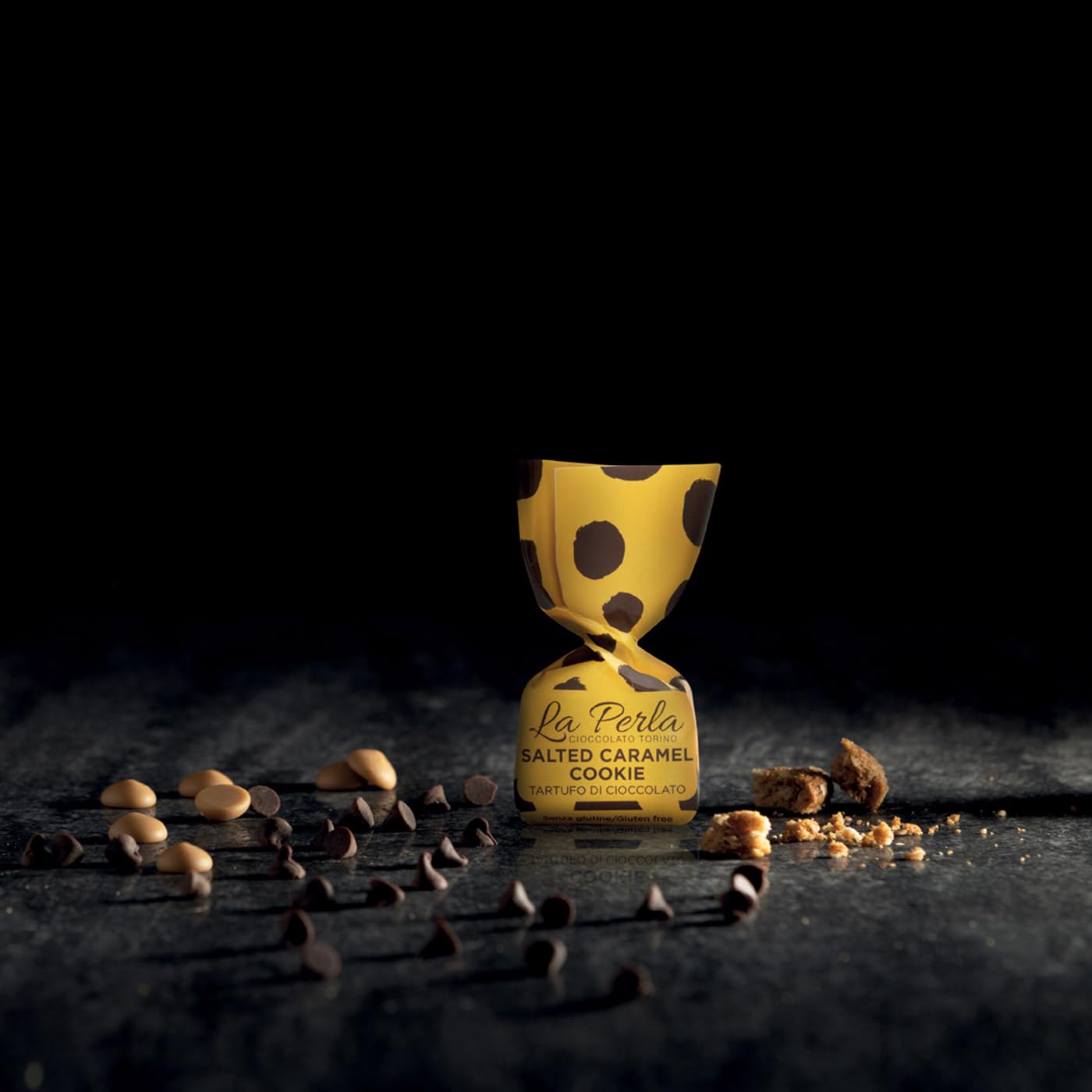 Tartufo Salted Caramel Cookie 500 g (ca. 34 St.), Premium Trüffel aus weißer Schokolade mit dunklen Schokoladenstückchen, gesalzenem Karamell und knusprigen Keksstückchen