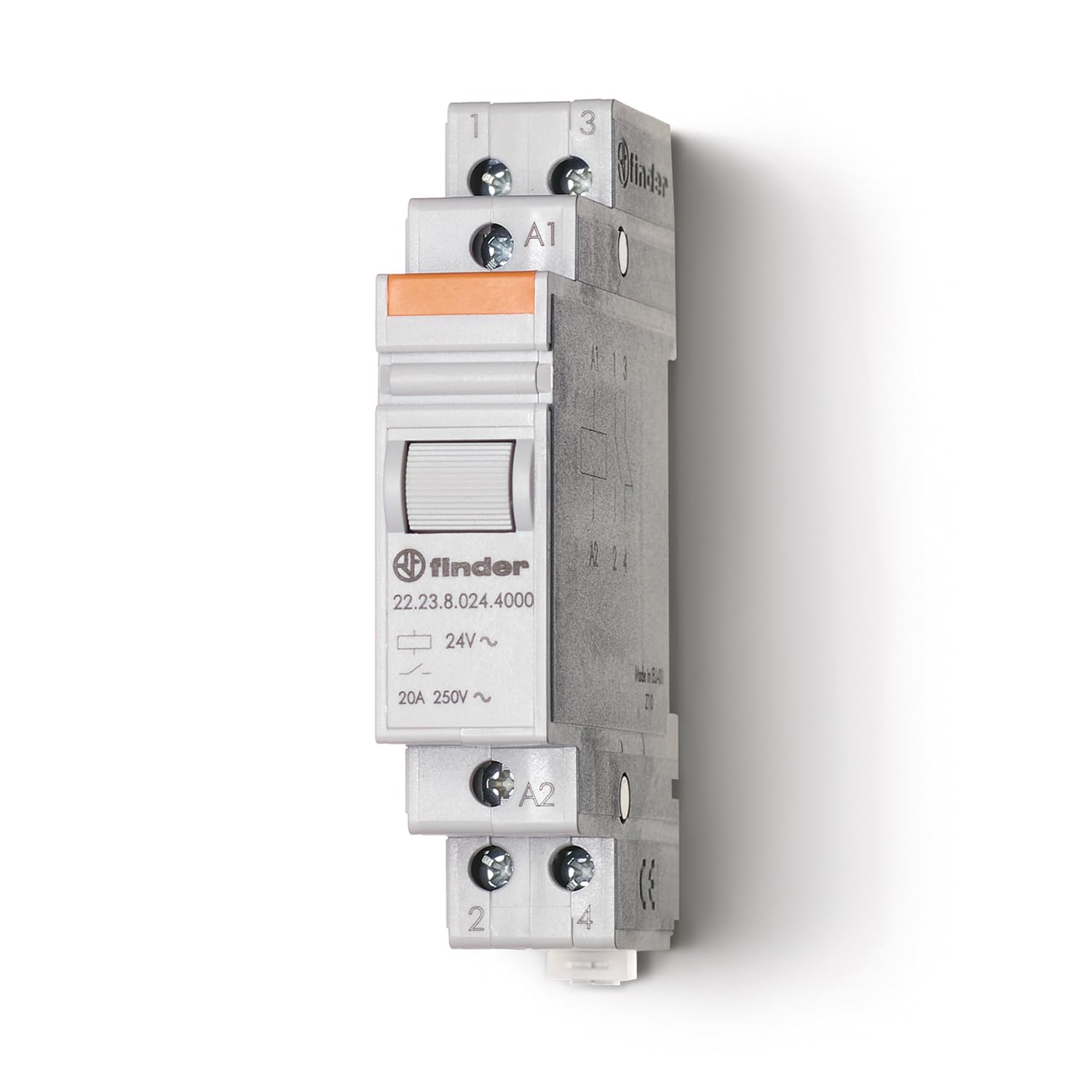 Finder Gray 222380244000Pas Agsno2 Modular Relay 24 Vac 1 No + 1 Nc 20A