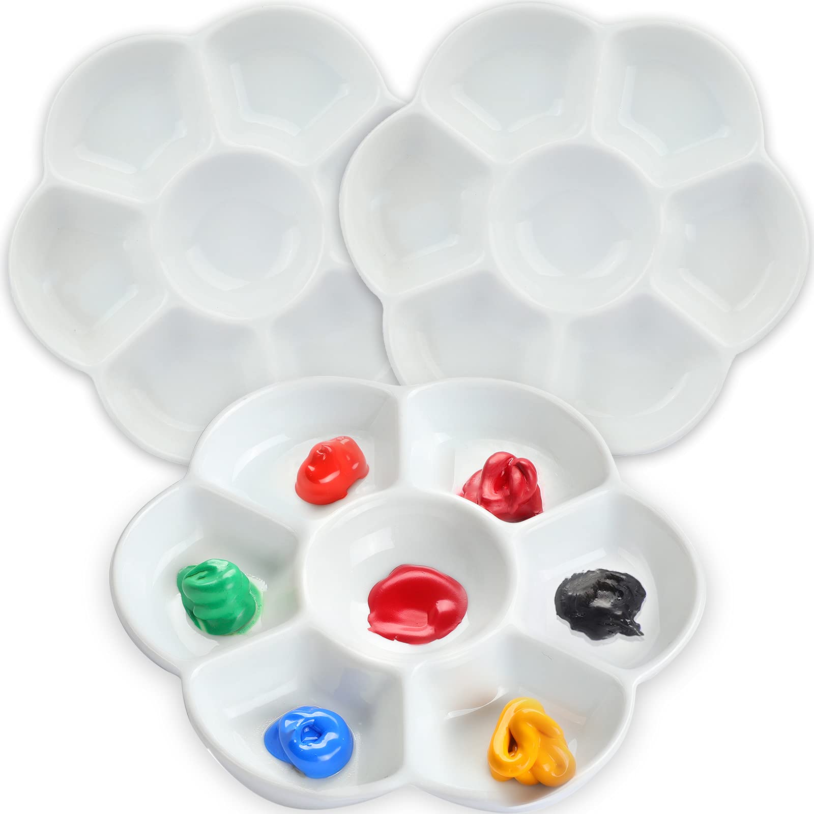 Buy MEEDEN Ceramic Paint Palette, 7Well Watercolour Palette, Paint Palette Set of 3, Artist