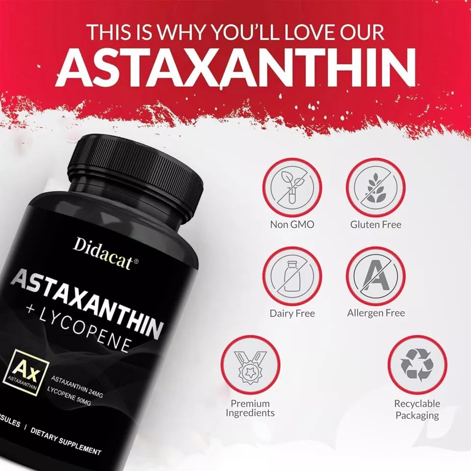 Astaxanthine puissant antioxydant soutien 24mg soutien santé cardiovasculaire