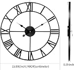 LEIKE Large Wall Clocks for Home Decor,Modern, 16" Round, Rustic, Silent Non Ticking, Battery Operated, Black Metal Roman Numerals, Decorative Clock for Living Room/Bedroom/Kitchen