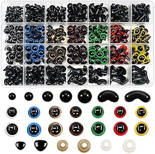 TOAOB 780 Pieces 6 to 12mm Colorful Plastic Safety Eyes Craft Eyes Doll Eyes And Noses Set with Washers for Soft Doll Making DIY Craft Plush Animal