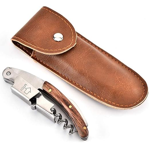 HASTHIP® Professional Waiters Corkscrew Open Beer Wine Bottles Made of Stainless Steel Natural Rosewood
