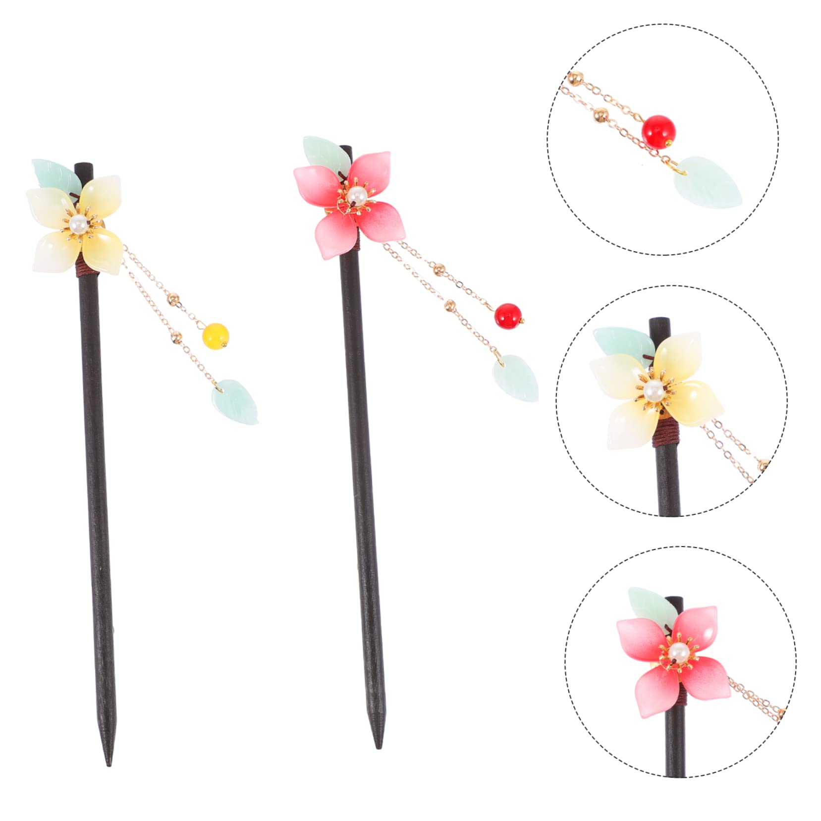 FRCOLOR Juego De 3 Horquillas Con Borlas Chinas Para El Pelo Palillos Para El Pelo Con Diseño Floral 4 Unidades X 3