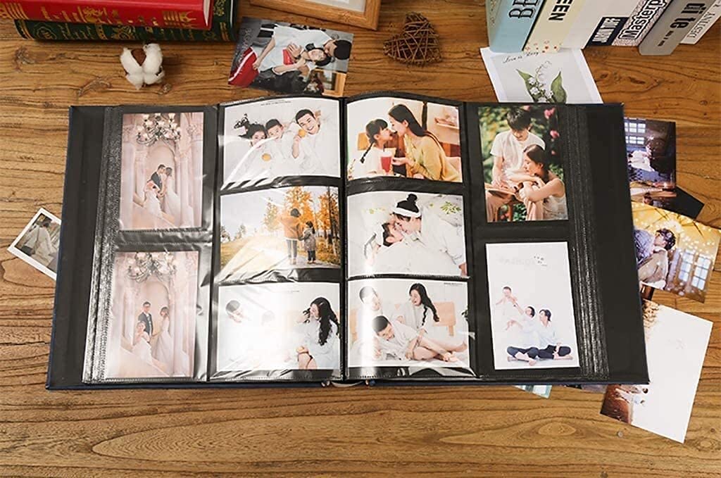 800 retro szlachetne skórzane albumy fotograficzne z czarnymi stronami wewnętrznymi 10 x 15 cm, rodzinna książka dla dzieci 33,5 x 36 cm (kolor: brązowy)