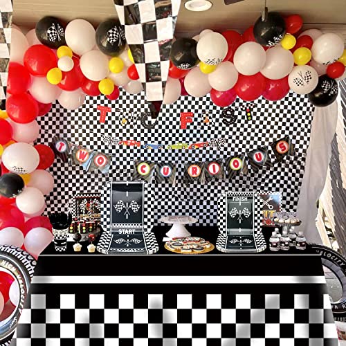 162Pcs Racing Car Party Decorations - Black And White Checkered Racing Car Tableware Set, Race Car Plates Napkins Forks Tablecloth For Kids' Race Car Themed Birthday Party, Serves 40 #TOP5