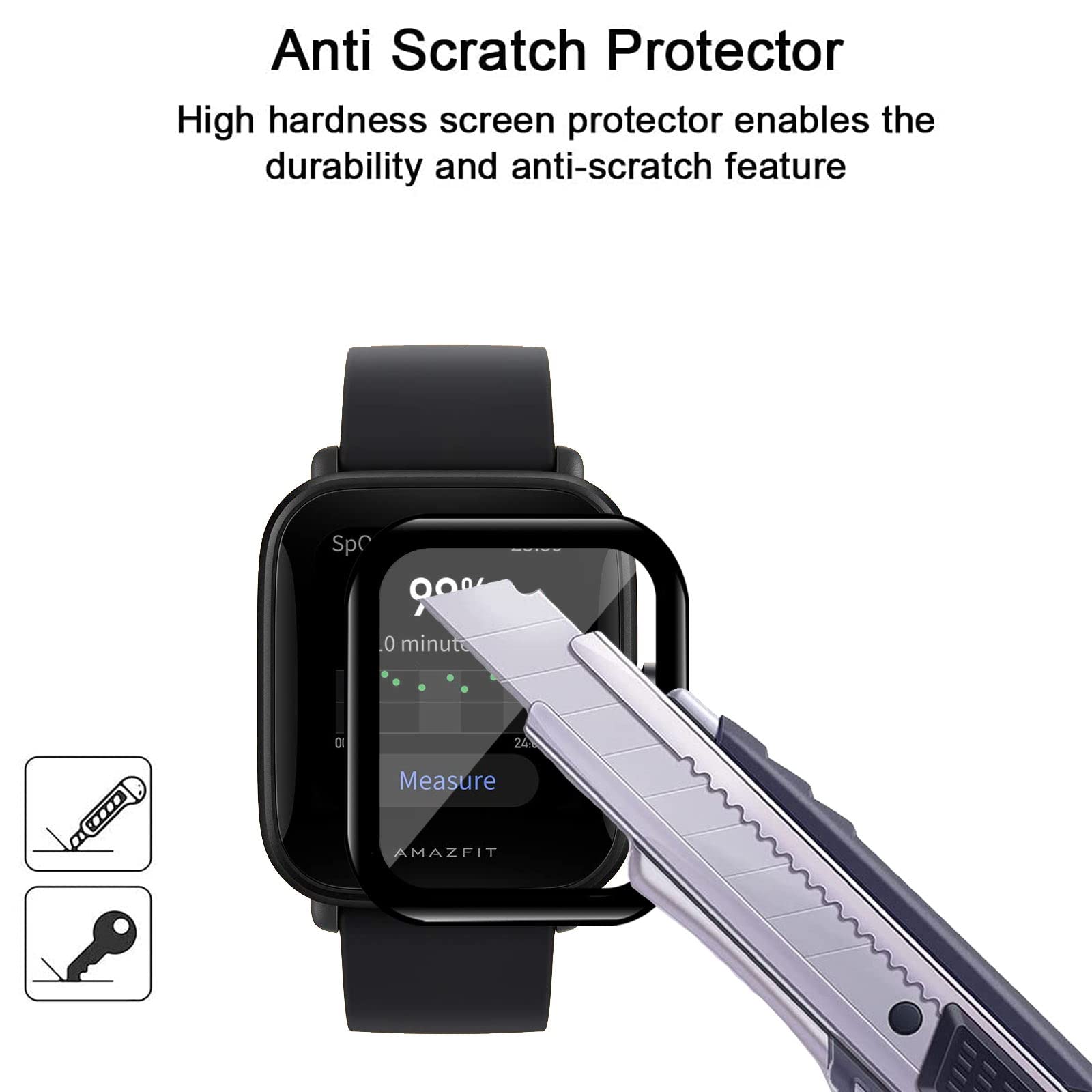4 Pezzi Pellicola Protettiva In PET Per Amazfit Bip U E Bip U Pro, Copertura Completa 3D, Anti-graffio E Senza Bolle
