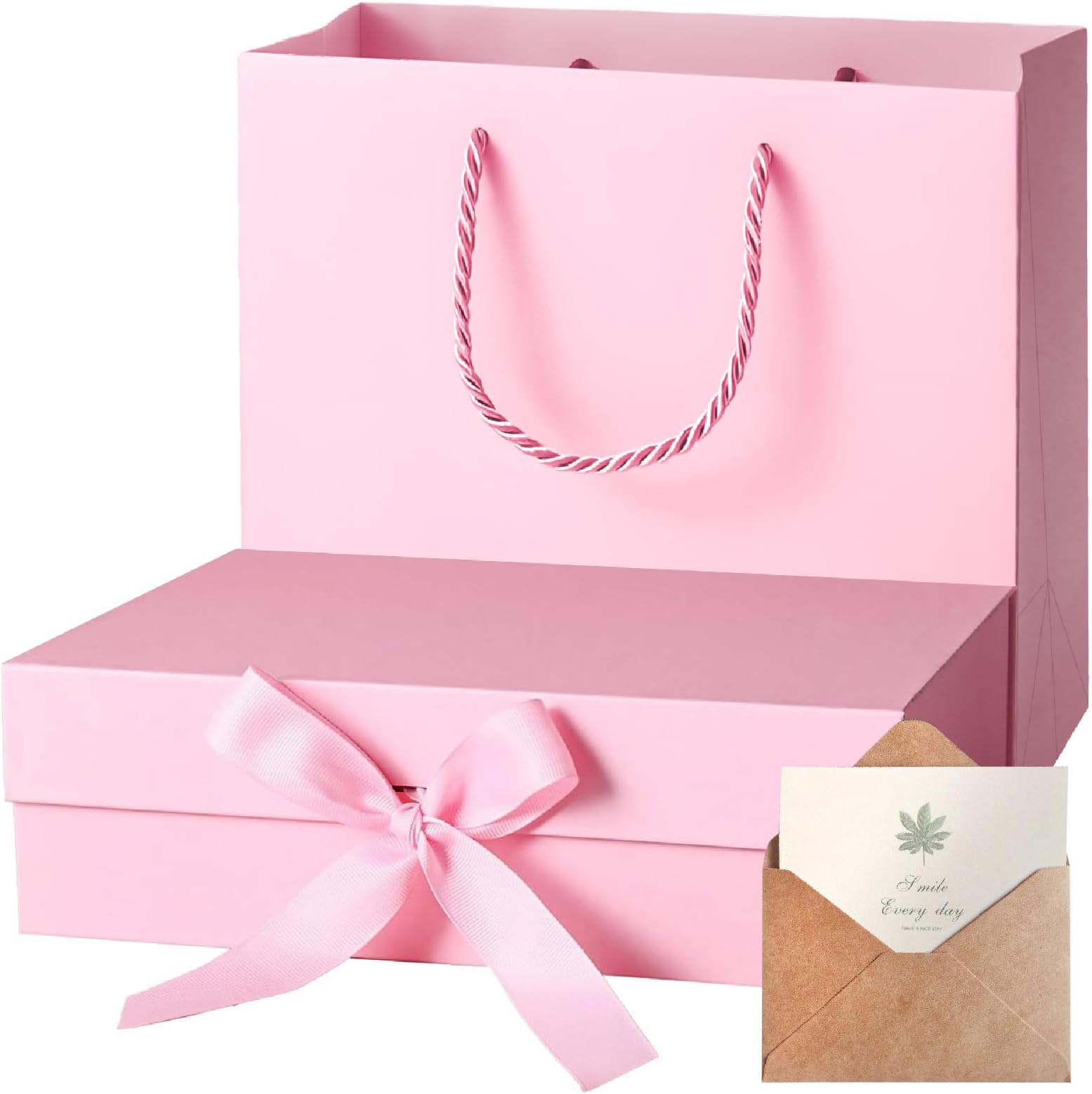 Magnetic Pink Gift Box 27x19x8 cm,Empty Large Gift Box for Women Surprise,Gift Card Boxes with Ribbons Foldable for Christmas Valentines Wedding Gifts Packaging………
