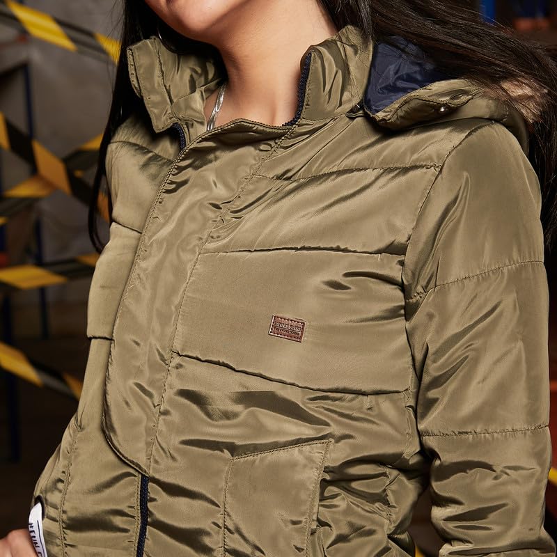 Image of PINACOLADA Women's Fleece-Lined Biker Jacket for Casual Wear | Spread Collar | Long Sleeve | Zipper Closure | Jacket Crafted with Comfort Fit for Everyday Wear