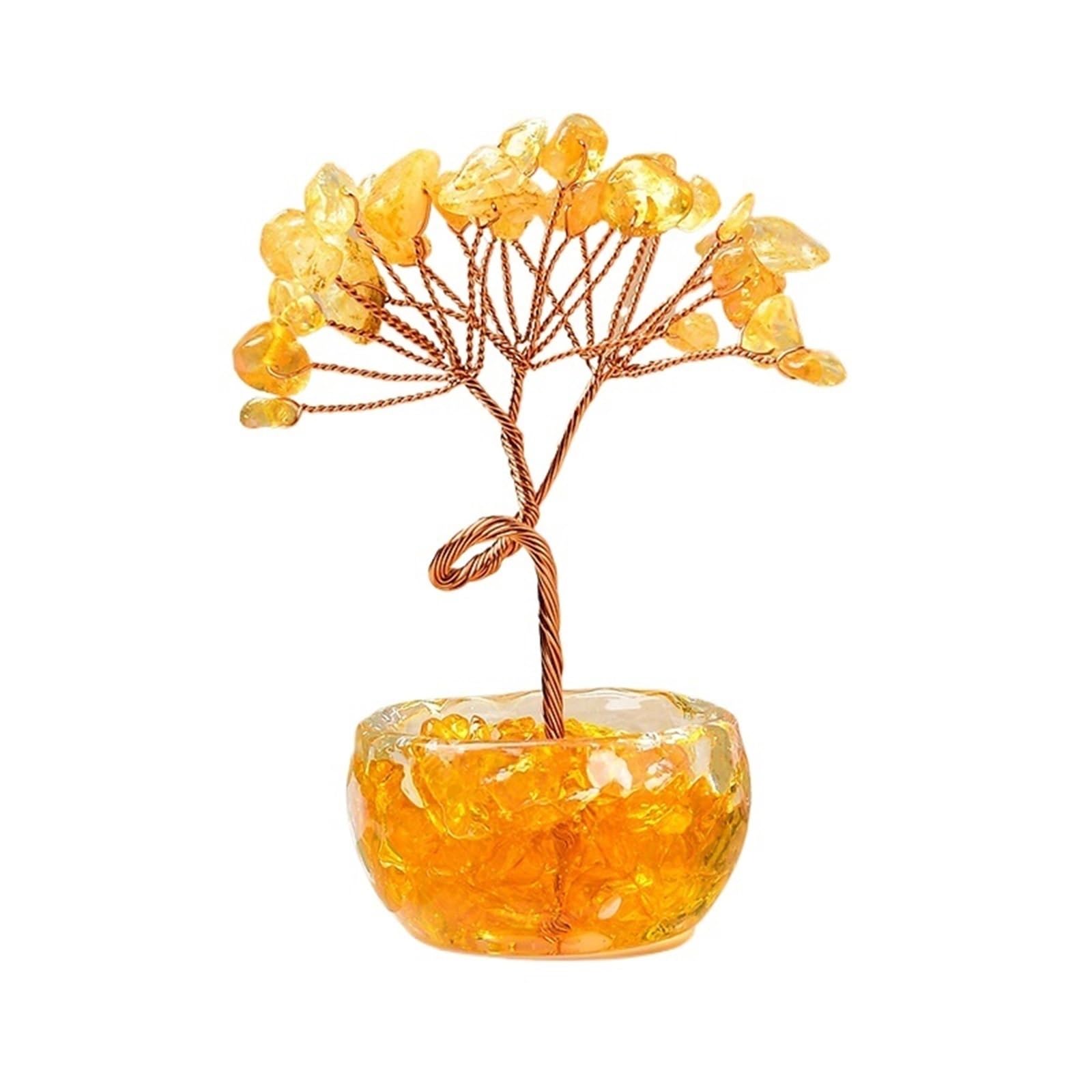 Dazhua 8cm Crystal Money Trees - Natural Citrine Amethyst Quartz Healing Gemstone Potted Plant for Home Decor(7)