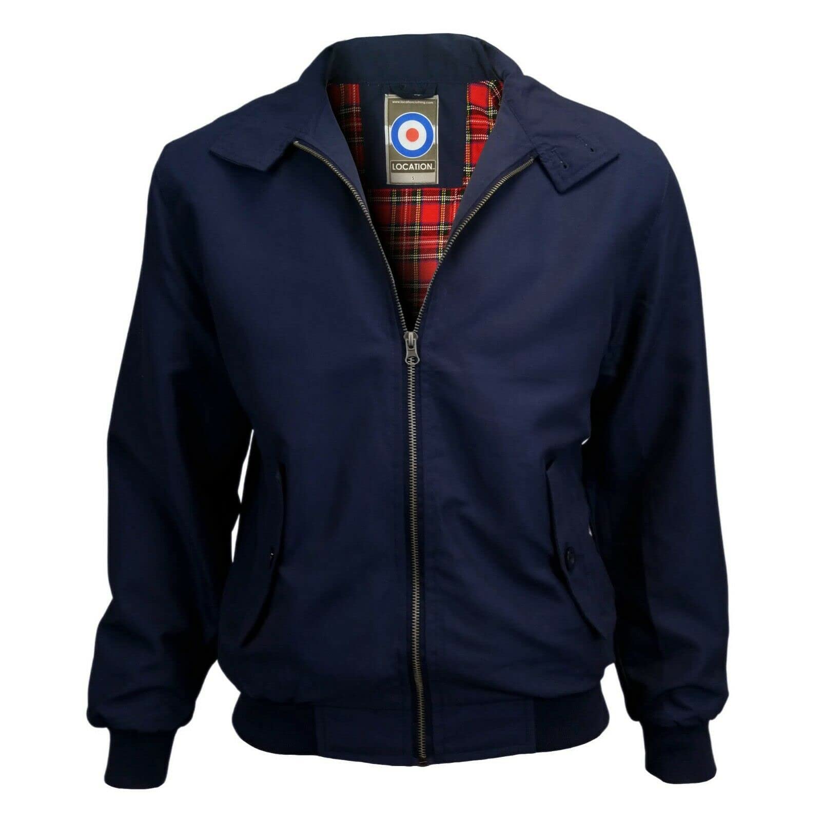 Location Tartan Lining Harrington Jacket (Navy Blue, S 36-38)