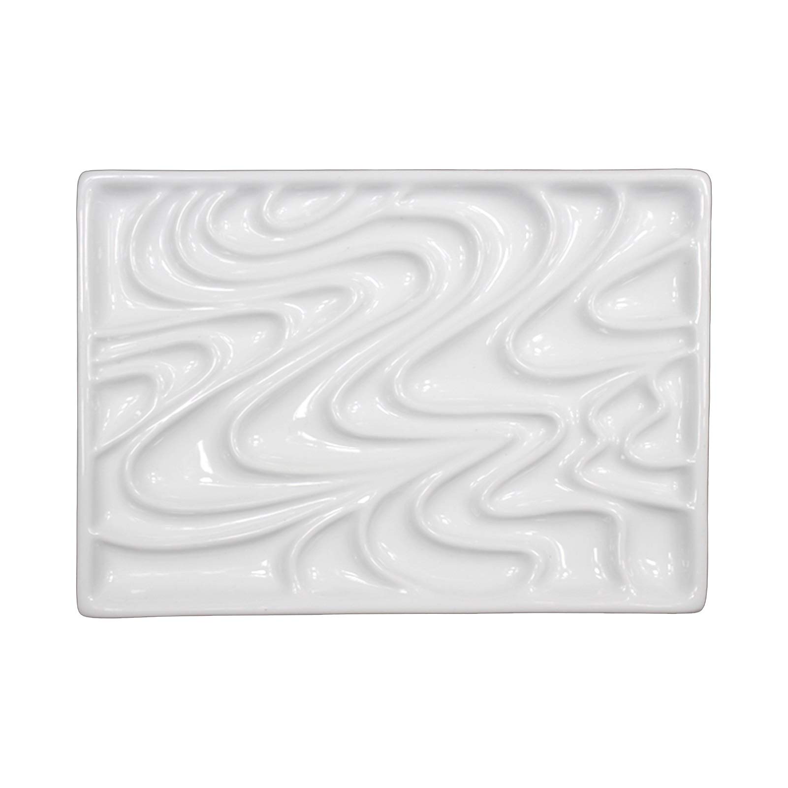 Artists Paint Palettes, Ceramic Watercolor Palette Multicolor For Gouache Oil Painting(Rectangular Wave)