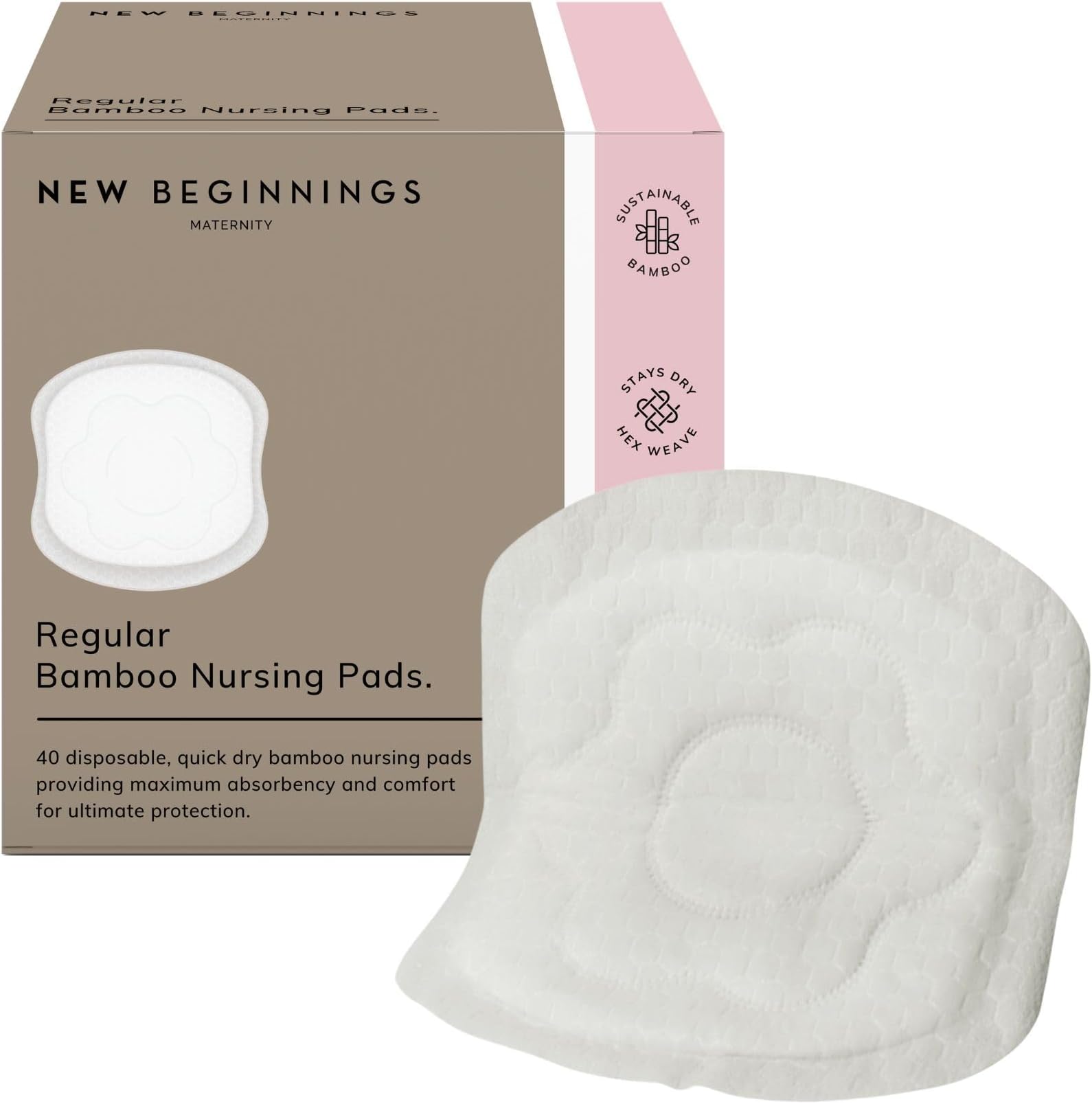 New Beginnings ExtraSoft & HighlyAbsorbent Disposable Bamboo Nursing Pads, 40Pack Amazon