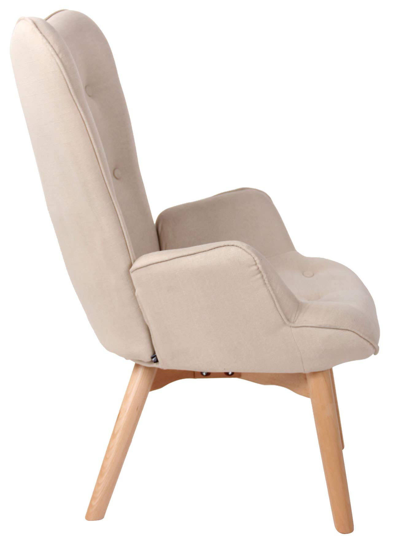 CLP Lounger Durham Mit Stoffbezug I Ohrensessel Mit Buchenholz Gestell I Loungesessel Mit Max. Belastbarkeit Bis 136 kg, Farbe:Creme