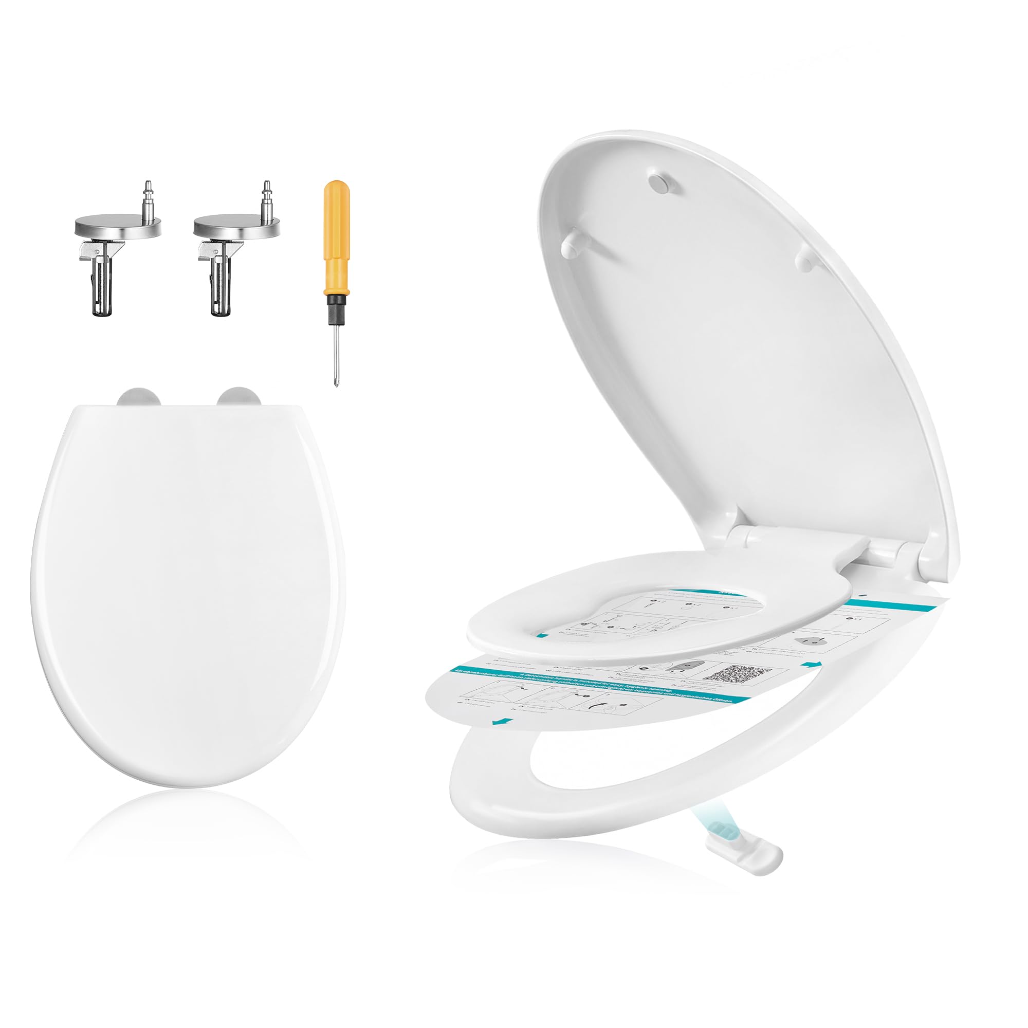 SONGMICS Abattant WC Forme O, Réducteur Enfant, Frein de Chute, Siège en Uréa-duroplast, Clipsable, Lunette de Toilettes Universel Familial, Installation Facile, Capacité 300 kg, Blanc BTL106WZ01 - 1