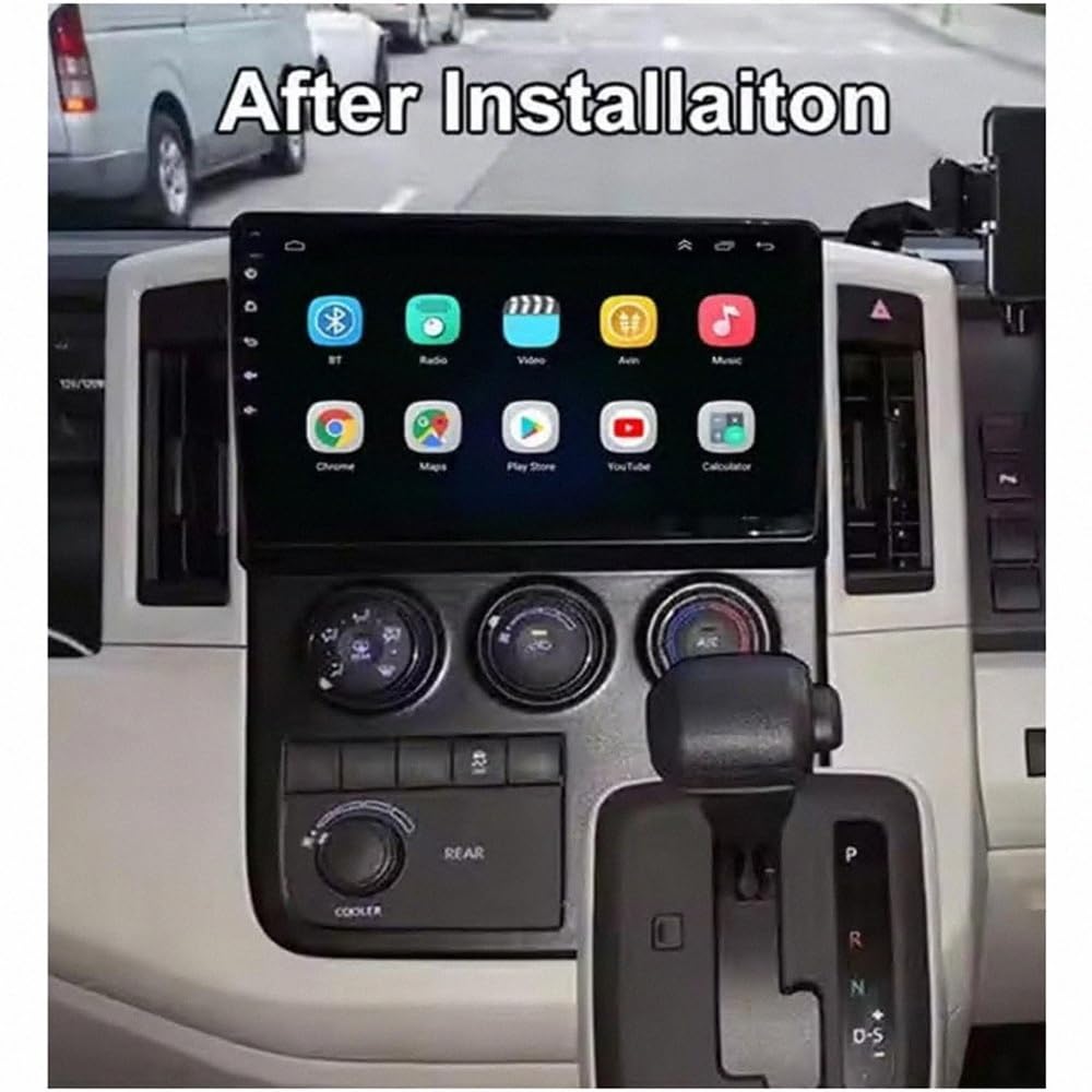 Car Stereo Carplay Radio de Coche para Toyota Hiace RHD 2019 Soporta Bluetooth, Control Volante, USB, WiFi, 4G, Mirror-Link, GPS Navegador/Radio FM, 8 Nuclear 4G+64G