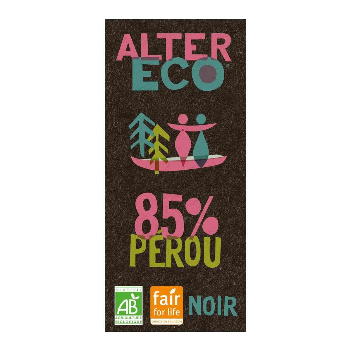 ALTER ECO - COMMERCE EQUITABLE - Alter Eco - Commerce Equitable Chocolat Noir Absolu 85% Pérou, Bio, 100G - 100G - Lot De 3 - Vendu Par Lot