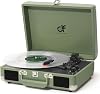 Vinyl Record Player 3 Speed Portable Suitcase Record Player with Treble & Bass Control, Built-in Speakers, 3.5mm Headphone Jack, RCA-Out/Aux in, Vintage Belt-Driven Turntable, Sage Green