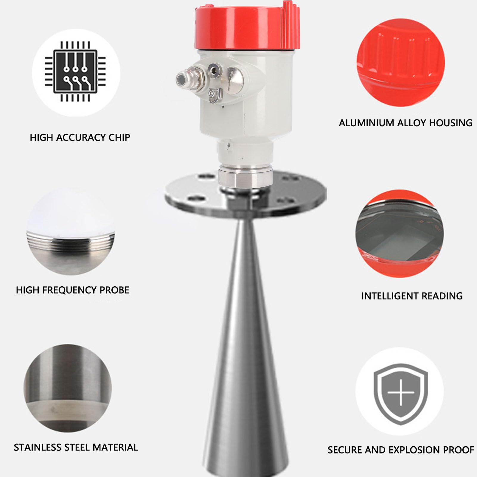 80GHz Level Sensor Liquid Level Meter Transmitter, Small Beam Angle, for Various Liquid Detection, Suitable for Liquid Level Measurement