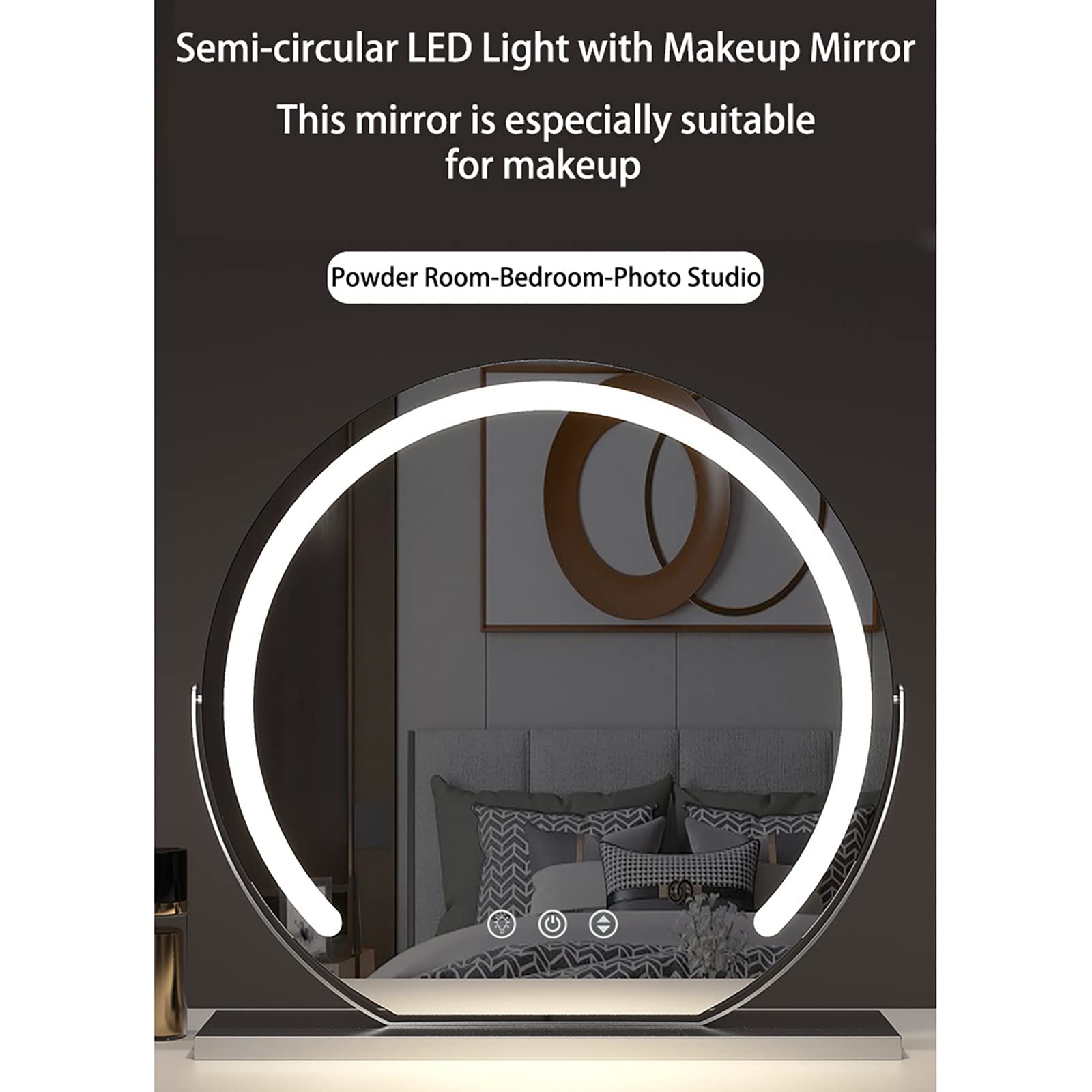 Specchio LED Da Trucco Con Luci Regolabili, Rotazione 360° E Ricarica USB – Perfetto Per Camera Da Letto, Bagno E Toeletta (Nero, 40cm-60cm)