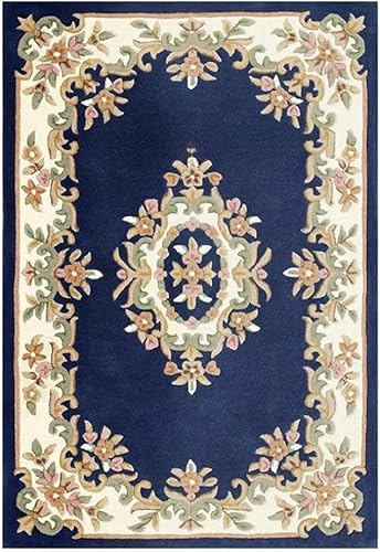 Raj Rugs Premium Handmade Tufted Aubusson Design, Luxury Wool Crafted
