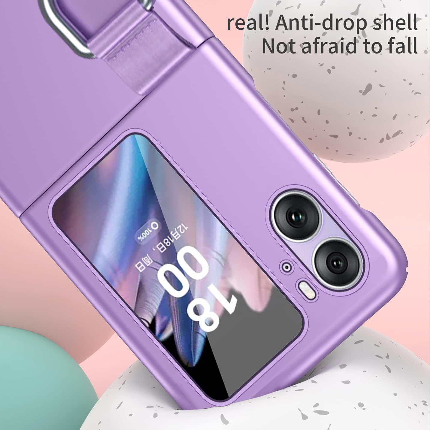 BORYA Etui do OPPO Find N2 Flip, ultracienka, luksusowa okładka z silikonu PC, odporna na wstrząsy, jedwabna, matowa, elegancka, składana obudowa z ochroną przed zarysowaniami z 360° pierścieniem