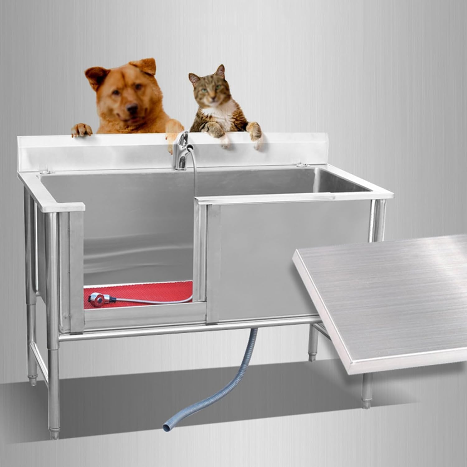 Genérico noxidable para Mascota,Estación de baño para Perros,Bañera Peluquería Canina,bañera Profesional de Acero Inoxidable,Bañera para Perros (100cm/40in)