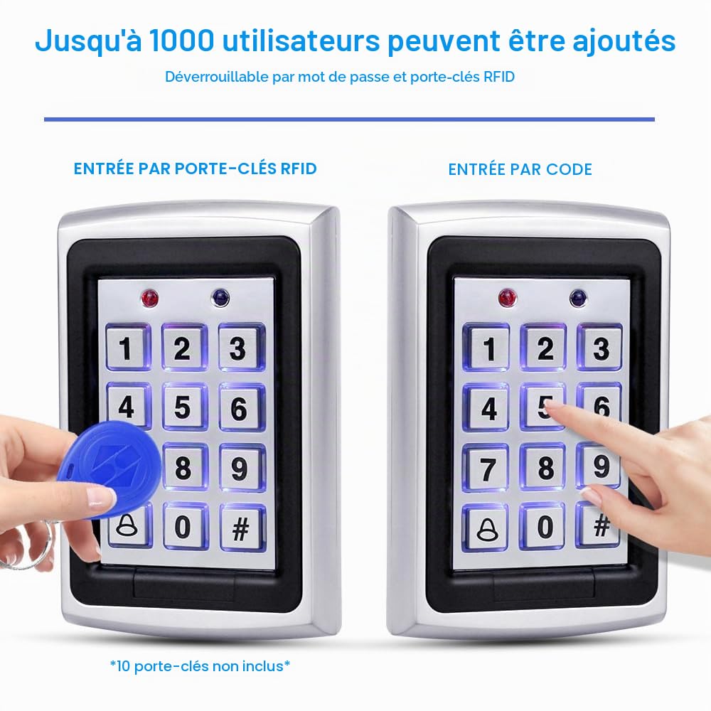 Clavier numérique à portée rapprochée pour système de contrôle d'accès, contrôle d'accès de sécurité interne, 1000 utilisateurs, clavier rétroéclairé, RFID 125KHz, adapté aux appartements, villas