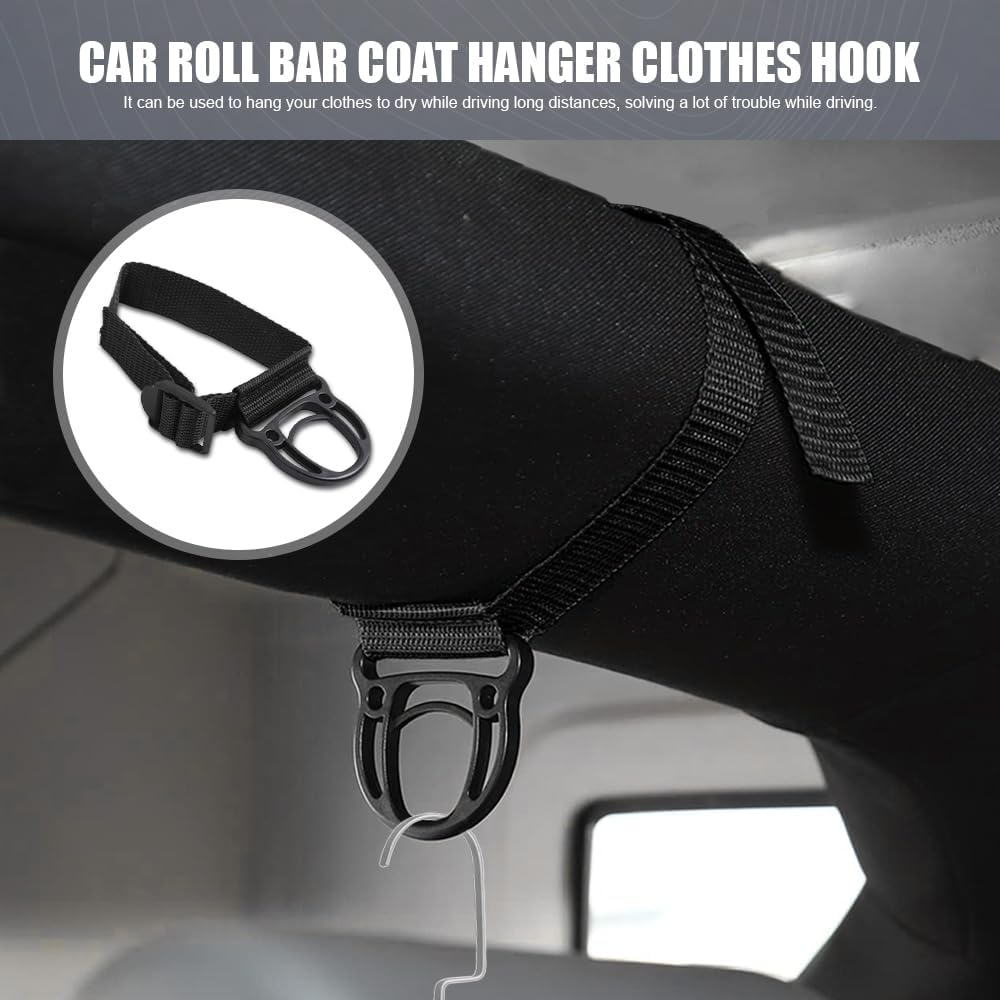 2PCS Roll Bar Coat Hanger Clothes Hook for Jeep, Car Clothes Hook