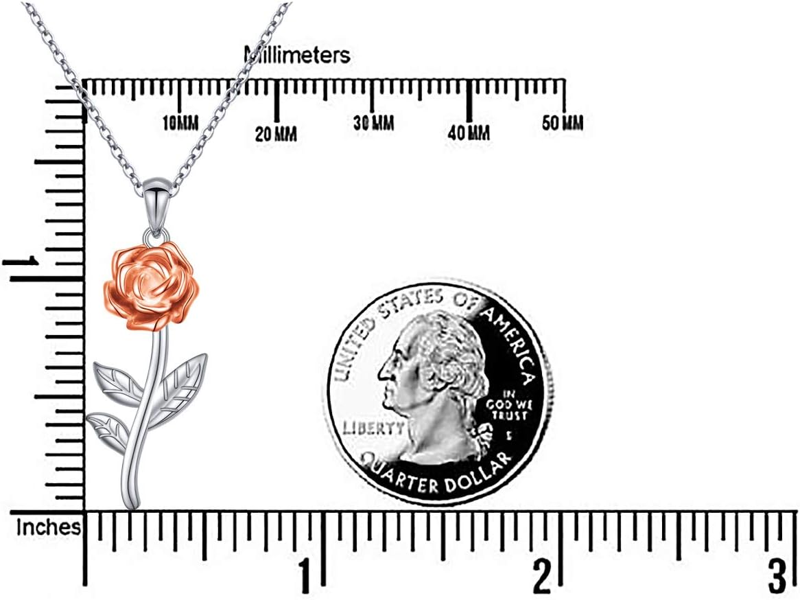S925 Sterling Silver Rose Flower Pendant Necklace for Women Jewelry Gift - Image 6