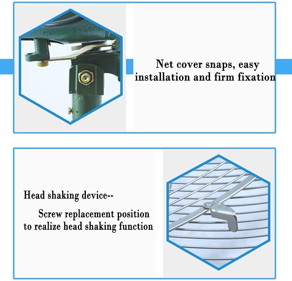 Industrial Electric Wall-Mounted Fan, Power 3-Speed Commercial Fan with Strong Air Volume, Adjustable Head, Metal Mesh Cover for Workshop, Factory, and Warehouse