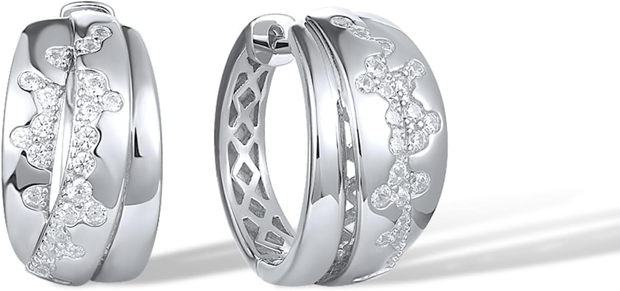 Santuzza 925 Sterling Silver Twisted Openwork Hoop Earrings for Women