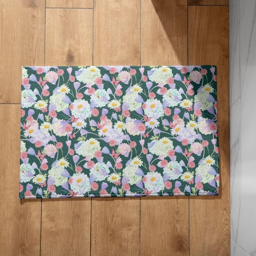 Tapis de bain original fleur CEVAN 50x80cm pour entrée de maison
