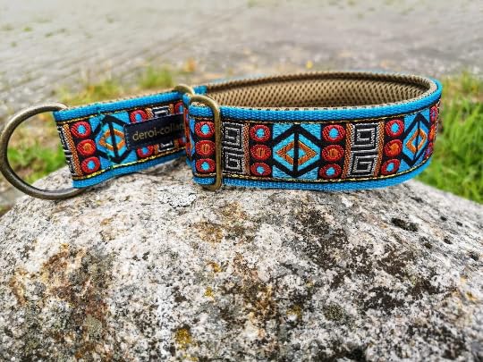 Styleshes Hundehalsband mit Polsterung, Zug-Stopp verstellbar, Martingale extra breit 4cm, anti-Zieh-Halsband, weiches Stoffhalsband (bis 38cm Hals- 44cm Kopfumfang inkl 6cm Zugstopp, chrom)