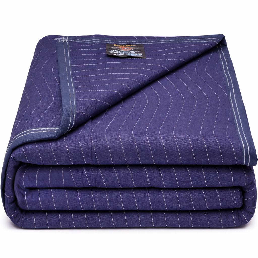 US Cargo Control Moving Blanket Heavy Duty 72"x80" (43 lbs/doz), Packing Blanket for Moving Furniture, Shipping, and Storage, Lightweight Quilted Furniture Pad, Tough Blue Polyester